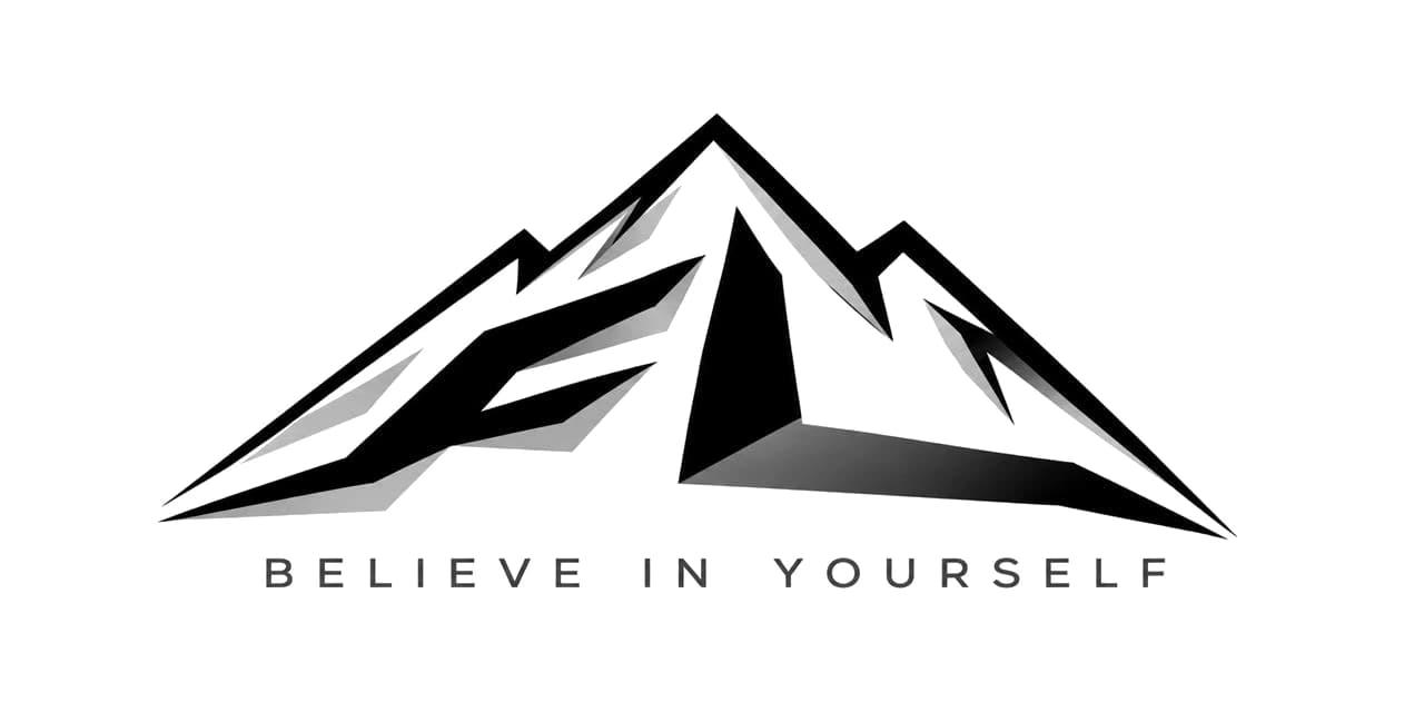 Logo de footlocker, una montaña con las letras FL, y el lema Believe in yourself